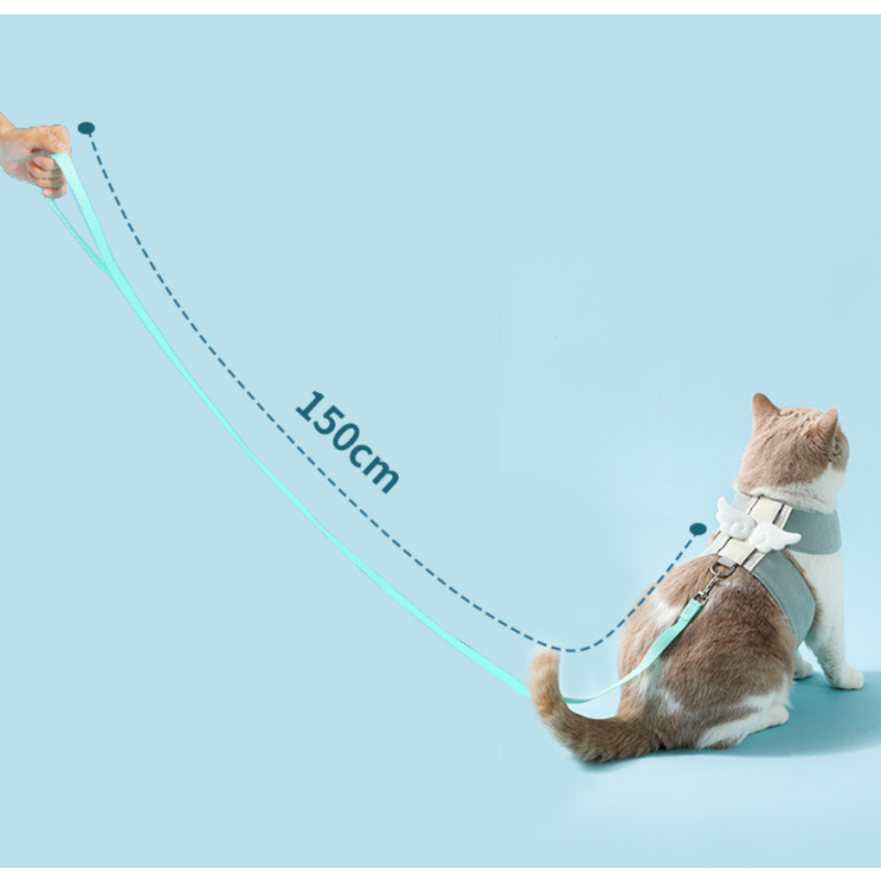 Pet Vest Factory - Solid Pattern Breathable Nylon Harness with Lead Rope Customized Cloth