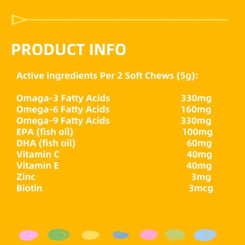 Pet Omega Supplement Manufacturer - OEM Hanyun Skin Coat Soft Chews for Dogs Cats Soft Shiny