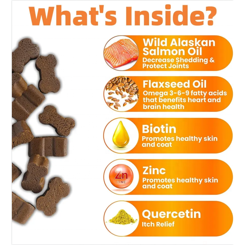 Pet Skin Coat Supplier - Factory Wholesale Custom Natural Skin Coat Chews Allergy Itch Relief