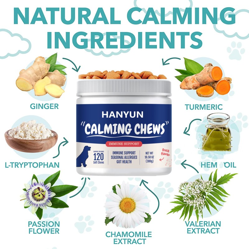 Pet Calming Treats Manufacturer - Pet Supplement Factory Calming Treats 120 Soft Chews Anxiety