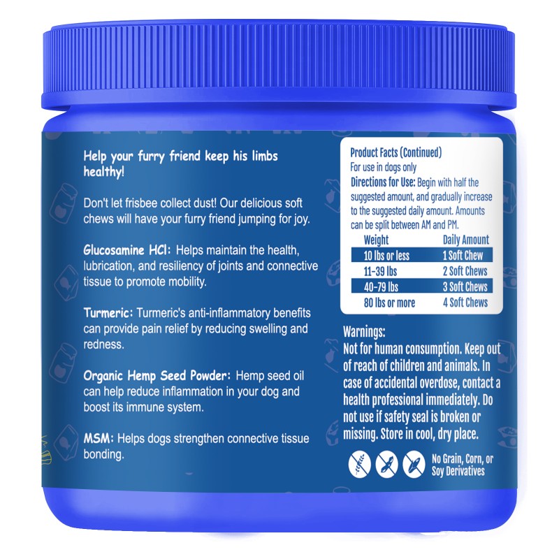 Pet Joint Supplement Factory - Hanyun Free Sample Hip Joint Supplement Anti Inflammatory Support