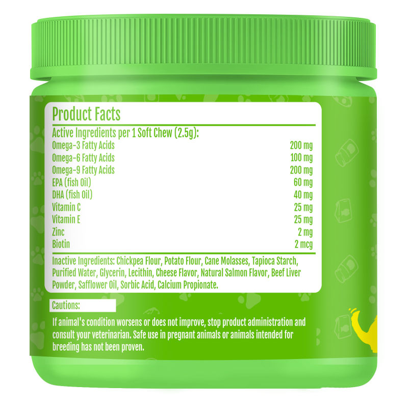 Pet Omega Treats Factory - Fish Oil Omega 3 Treats Nutrition Omega Soft Chews Skin Coat Salmon