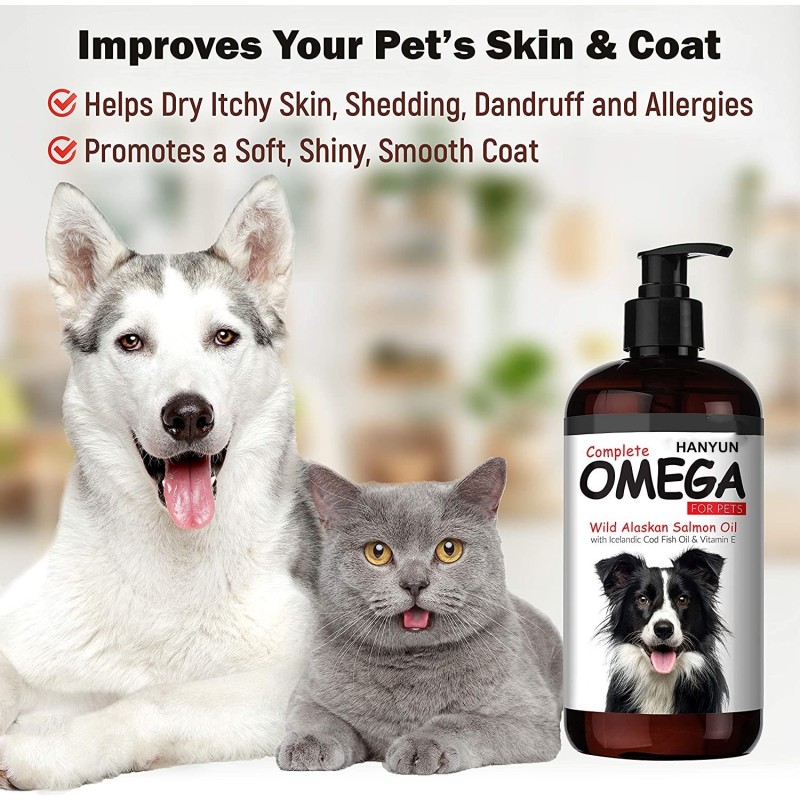 Pet Fish Oil Manufacturer - Hanyun Salmon Oil for Dogs Cats Skin Coat Fish Oil Allergy Itch