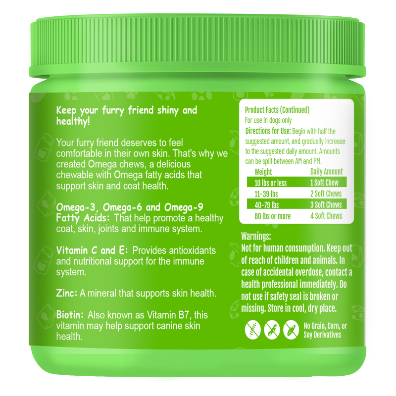 Pet Omega Treats Factory - Fish Oil Omega 3 Treats Nutrition Omega Soft Chews Skin Coat Salmon