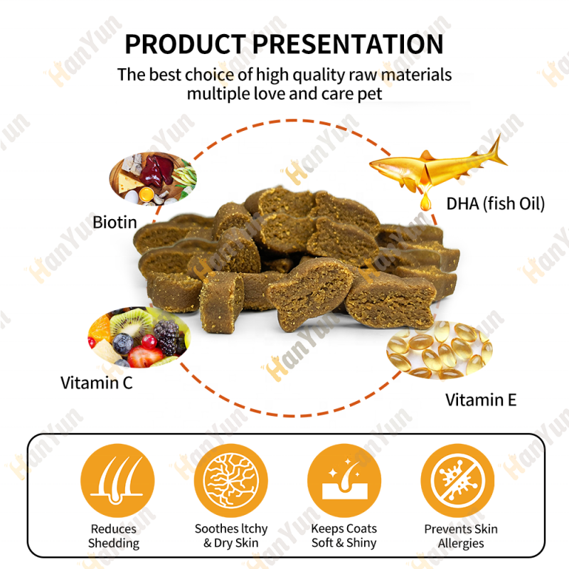 Pet Salmon Oil Supplier - Hanyun Wholesale Salmon Oil Omega 3 Skin Coat Soft Chews for Cats