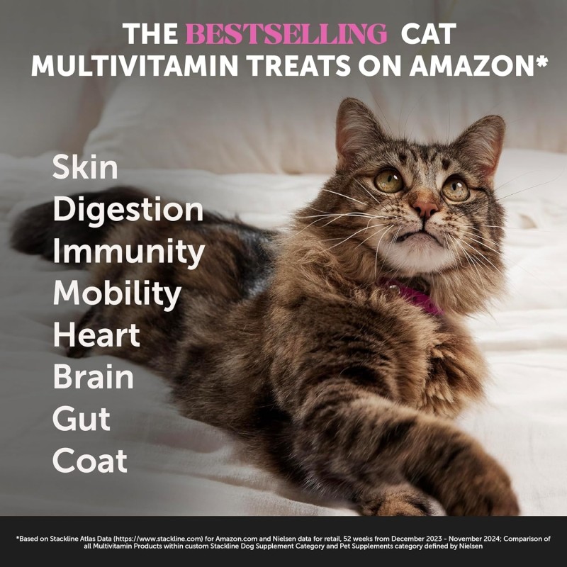 Cat Multivitamin Supplier - Private Label Crunchy Creamy Chew with Omega 3s Lysine Probiotic