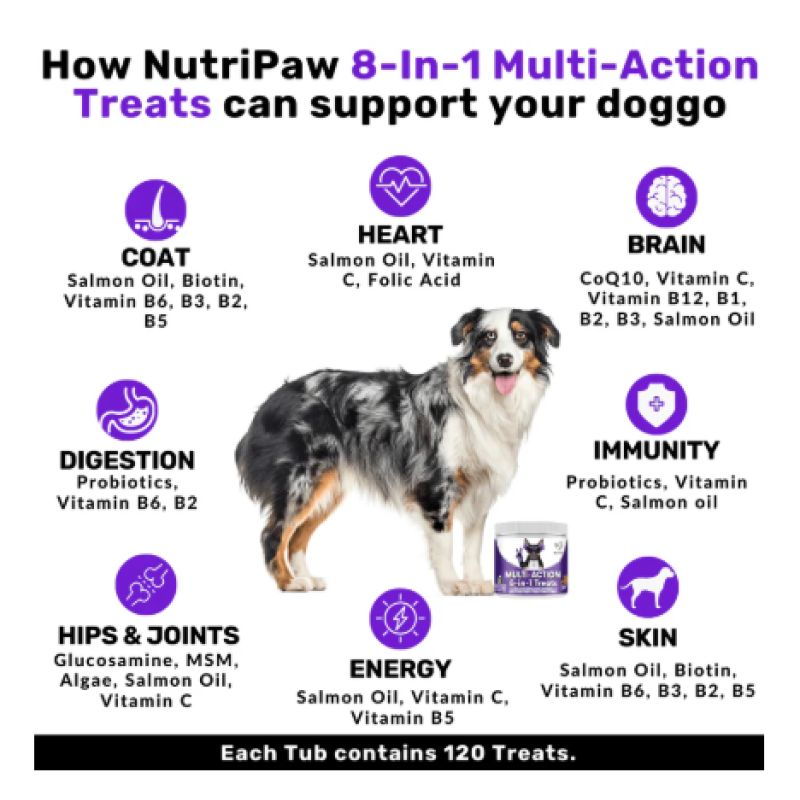 Pet Multivitamin Supplier - OEM ODM 8 in 1 Dog Multivitamin Soft Chew Glucosamine Salmon Oil