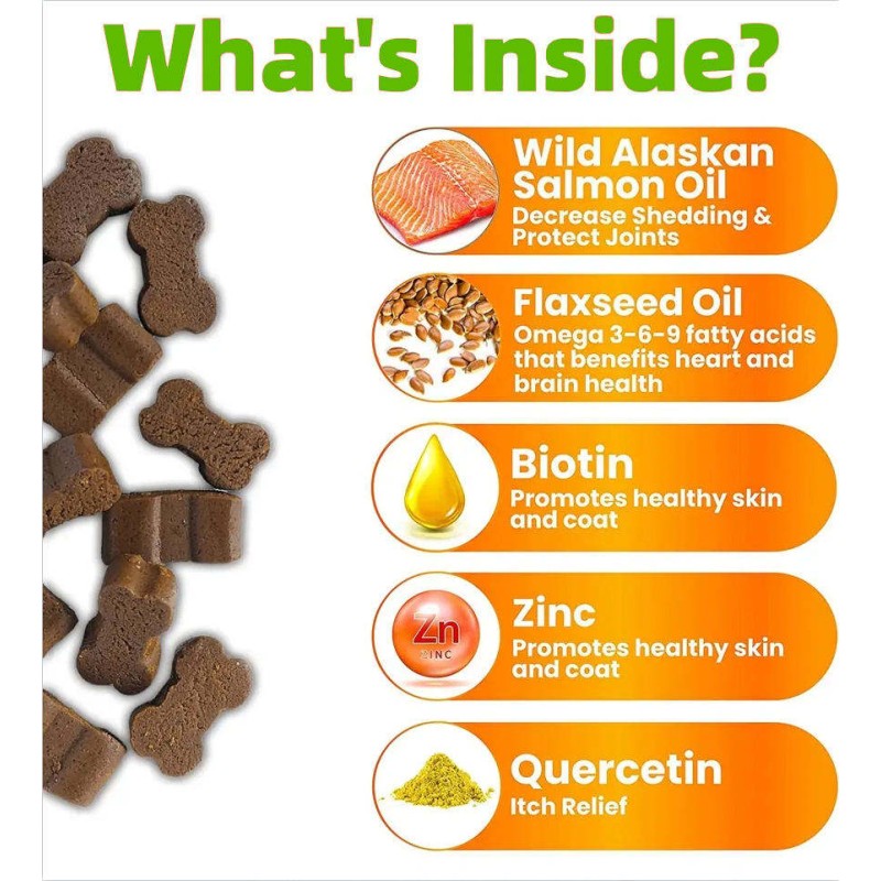 Pet Omega Treats Factory - Fish Oil Omega 3 Treats Nutrition Omega Soft Chews Skin Coat Salmon