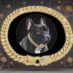 Dog Collar Factory - OEM Cuban Diamond Metal Lace Decoration