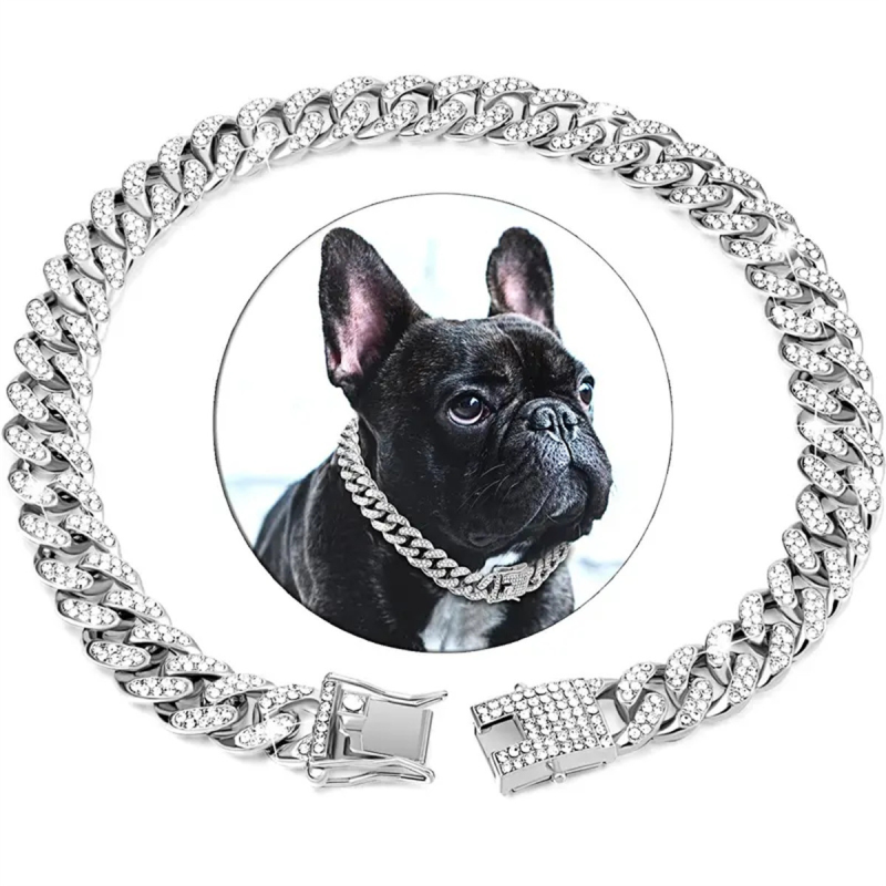 Dog Collar Factory - OEM Cuban Diamond Metal Lace Decoration