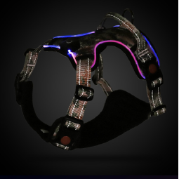 Dog Collar Supplier - Custom LED Light Polyester Harness Print