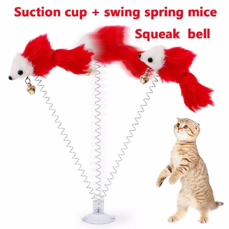 Cat Toy Manufacturer - Custom Elastic Tail Feather Suction Cup Mouse