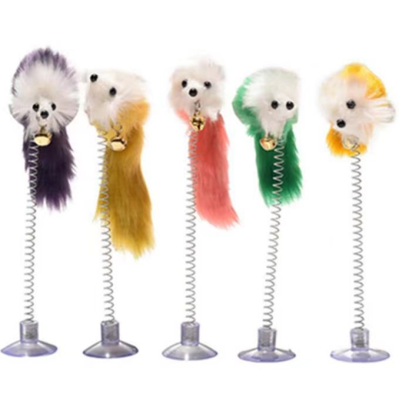 Cat Toy Manufacturer - Custom Elastic Tail Feather Suction Cup Mouse