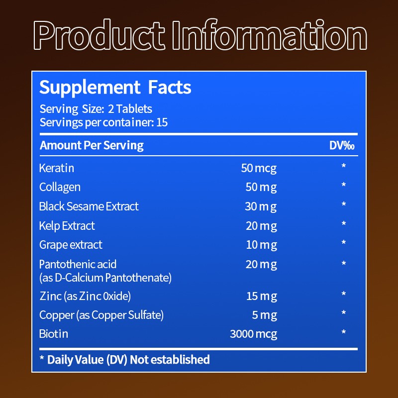 Hair Growth Supplement Factory - OEM Keratin Biotin Collagen Tablets