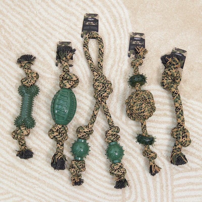 Dog Rope Toy Manufacturer - Dog Toy Bite Rope Camouflage Cotton Rope Ball Large Dogs Molar Bite Resistant