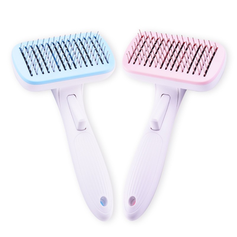 Pet Comb Manufacturer - High Quality Automatic Open Knot Hair Removal Comb Set for Dogs Cats Plastic Press