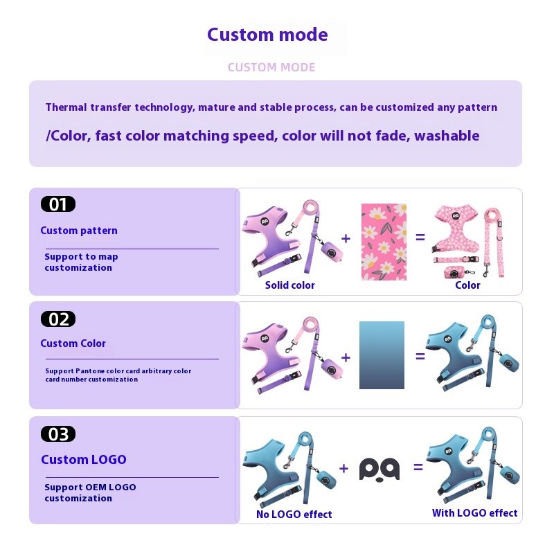 Dog Leash Supplier - Factory Wholesale Luxury Custom Puppy Leash Dog Collar Harness Set Adjustable Polyester