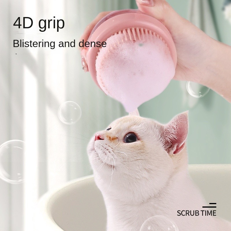Pet Grooming Brush Factory - Hot Sale Silicone ABS Pet Cleaning Supplies Dog Bath Brush Shower Shampoo Dispenser