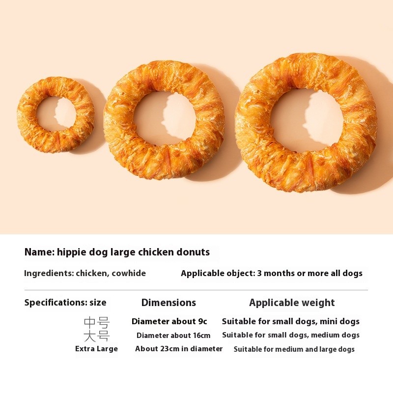 Dog Chew Treats Manufacturer - Freeze-Dried Chicken Cowhide Donut Treats for Small Large Breeds Beef