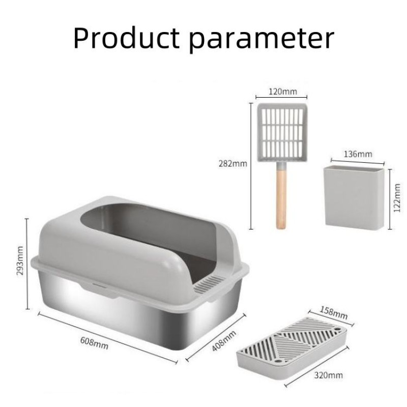 Cat Litter Box Manufacturer - Detachable Stainless Steel Litter Box Quick Install Durable Easy Clean