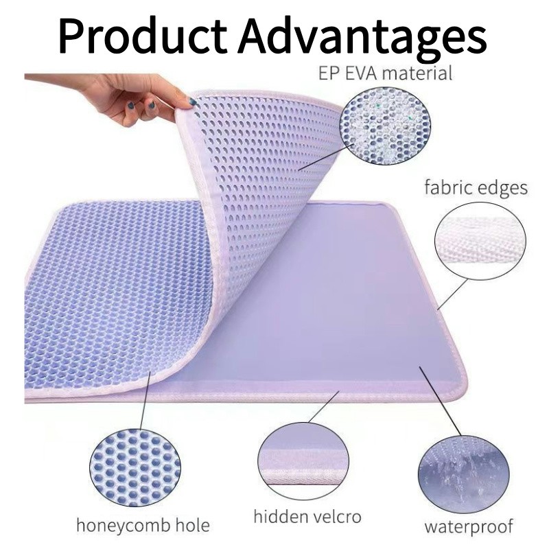 Cat Litter Mat Supplier - Double Cellular EVA Cat Litter Mat Washable Foldable Pet Foot Toilet Mat