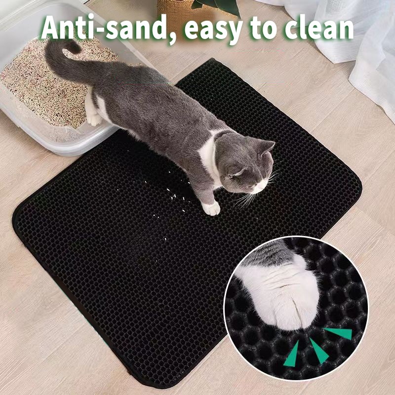 Cat Litter Mat Supplier - Double Cellular EVA Cat Litter Mat Washable Foldable Pet Foot Toilet Mat