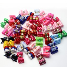 Pet Hair Accessories Supplier - 2022 Trend Pet Hair Accessories Fabric Pearl Dog Bow Colorful Bows