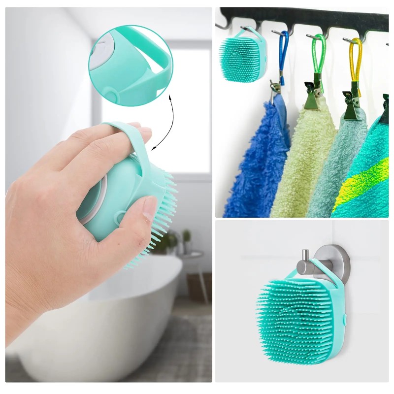 Pet Bath Brush Supplier - Free Sample Bathroom Cat Dog 2 in 1 Pet Bath Brush Massage Brush Soft Silicone