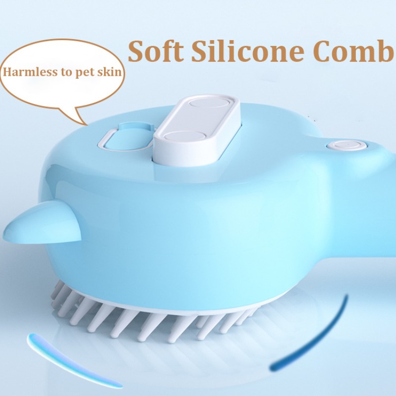 Pet Spray Brush Factory - 2024 Pet Products 4-in-1 Silicone Steam Pet Spray Brush ABS Material