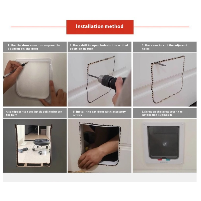 Cat Flap Factory - Cat Flap Adjustable Door Security Lock for Dog Cats Kitten Abs Plastic Small