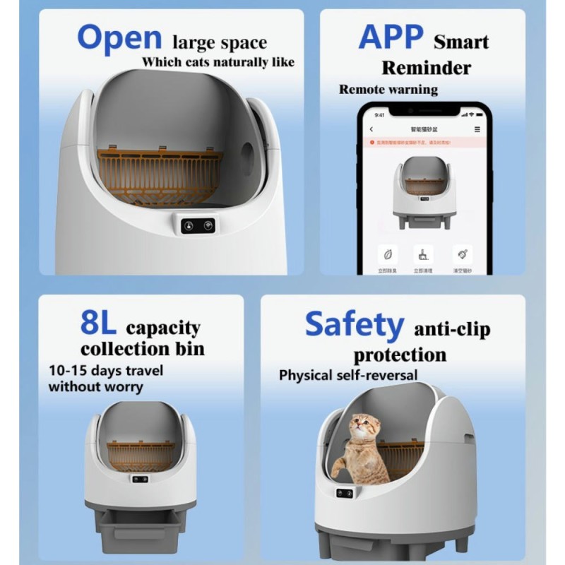 Smart Litter Box Supplier - Factory Wholesale Smart Cat Litter Box Open Top Model Easy Clean Plastic