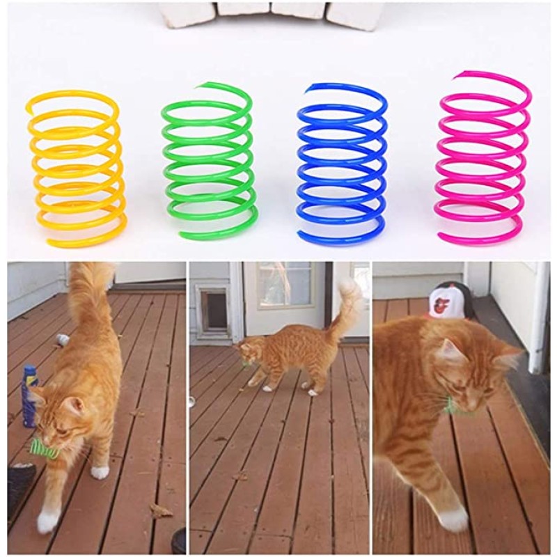 Cat Toy Factory - 12-Piece Durable Heavy Plastic Spiral Spring Cat Toy Colorful Interactive Movement