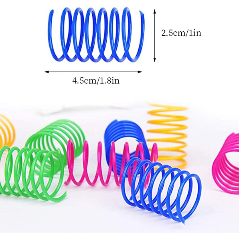 Cat Toy Factory - 12-Piece Durable Heavy Plastic Spiral Spring Cat Toy Colorful Interactive Movement