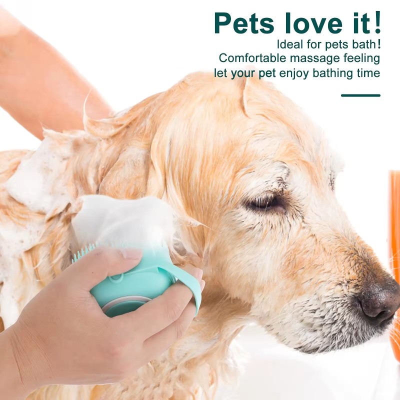 Pet Bath Brush Supplier - Free Sample Bathroom Cat Dog 2 in 1 Pet Bath Brush Massage Brush Soft Silicone