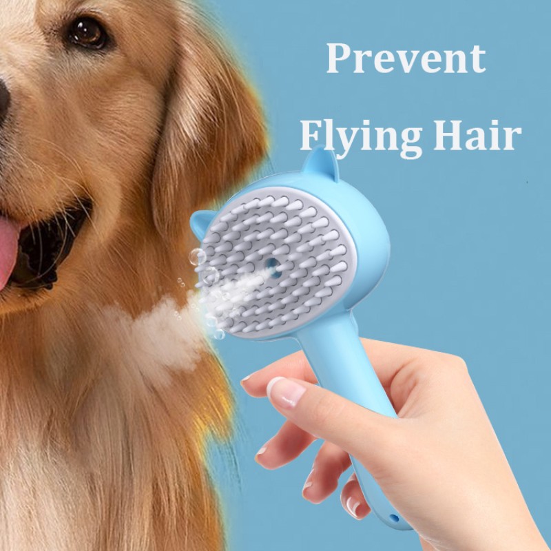 Pet Spray Brush Factory - 2024 Pet Products 4-in-1 Silicone Steam Pet Spray Brush ABS Material