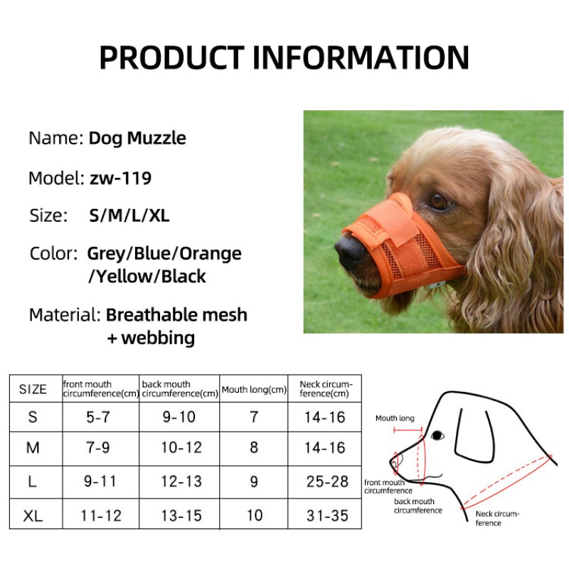 Dog Muzzle Supplier - Comfortable Mesh Soft Fabric Dog Muzzle Pet Accessories Adjustable Strap Anti-Biting