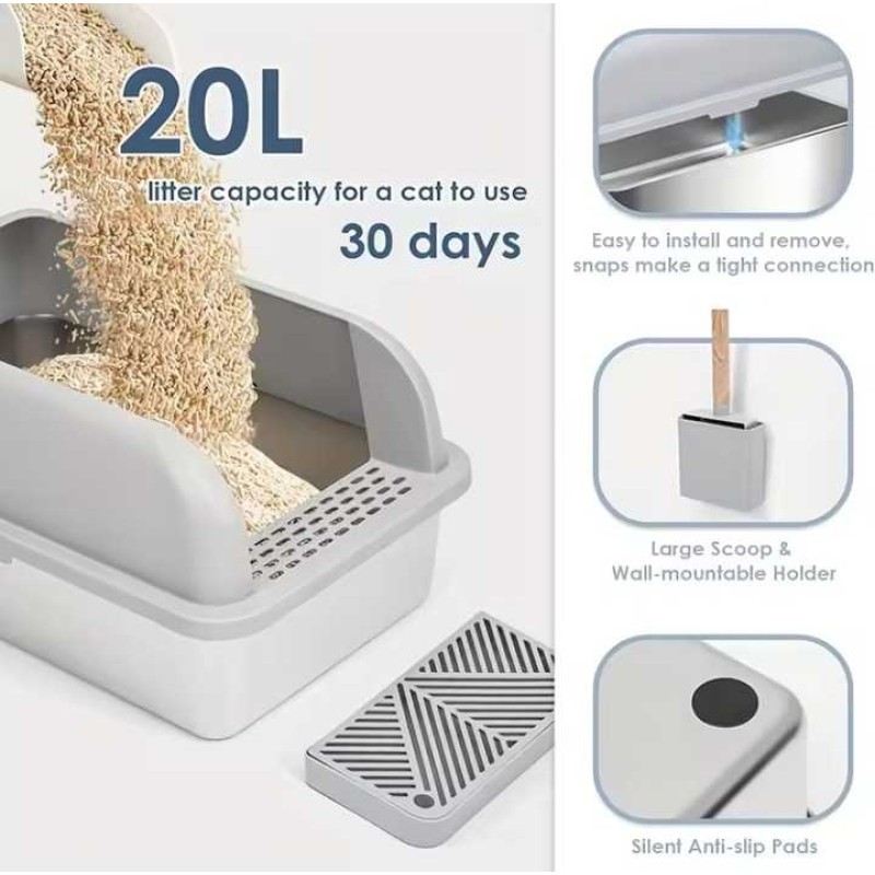 Cat Litter Box Manufacturer - Detachable Stainless Steel Litter Box Quick Install Durable Easy Clean