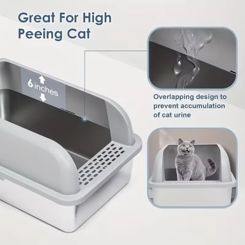 Cat Litter Box Manufacturer - Detachable Stainless Steel Litter Box Quick Install Durable Easy Clean
