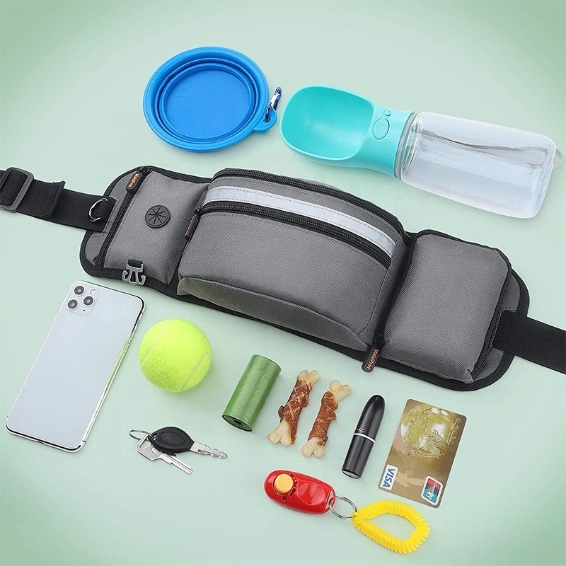 Dog Bag Holder Factory - Hot Selling 4 in 1 Jogging Walking Dog Bag Holder Custom Fanny Packs Water Bottle