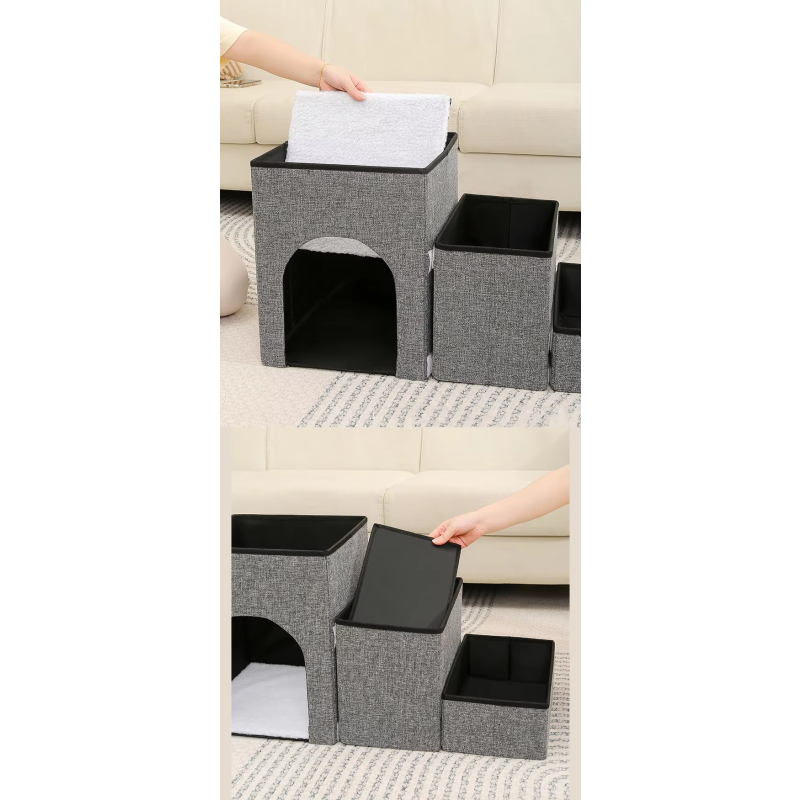 Pet Ramp Factory - Wholesale Custom 3-Step Soft Foam Pet Ramp Stairs Grey Small Dog Cat Ladder