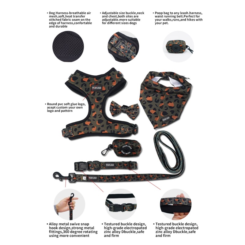 Dog Harness Factory - Custom Personalized Logo Luxury Neoprene Nylon Harness Leash Set Adjustable