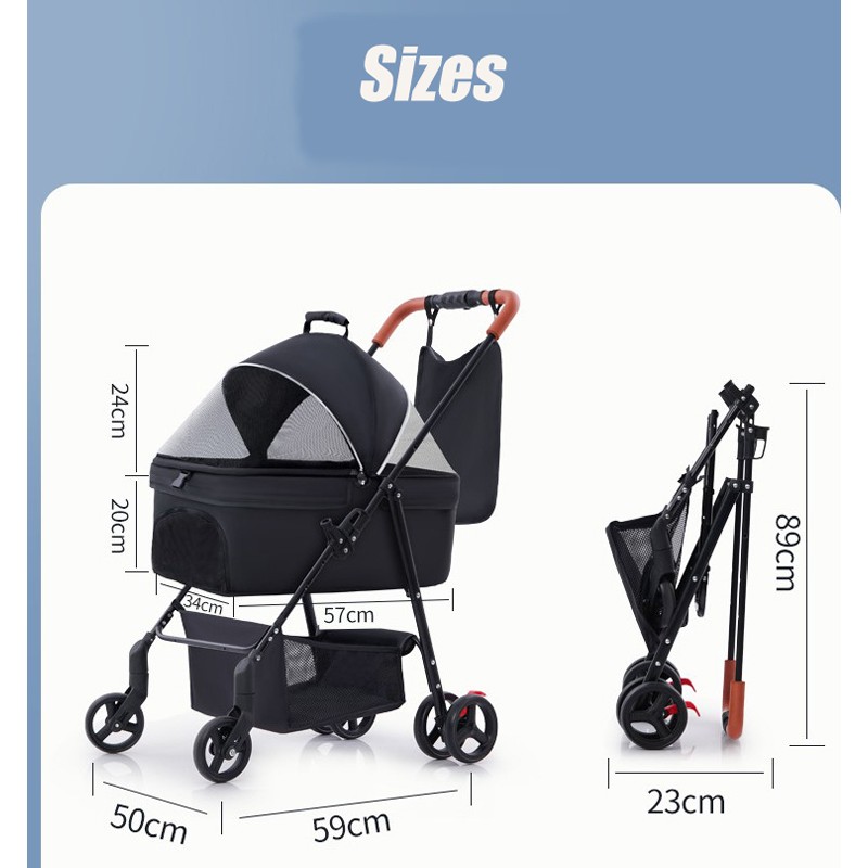 Pet Stroller Supplier - Mascotas Custom Dog Stroller Foldable Pram Pet Stroller With Universal Wheels