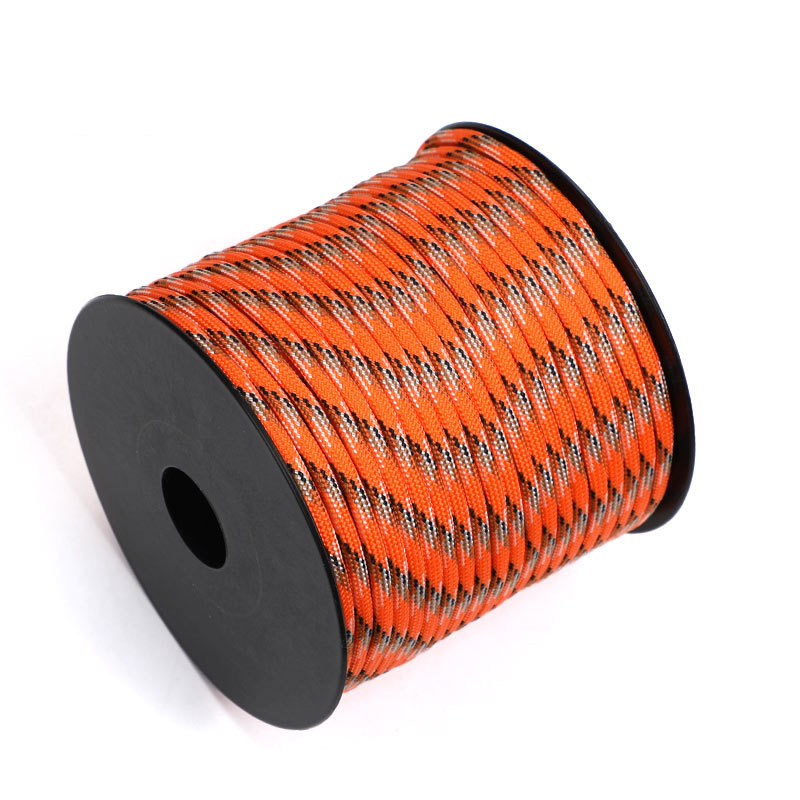 Tent Rope Supplier - Customized Durable Polyester Nylon Parachute Rope 7 Strand 50m 4mm Braided Cord