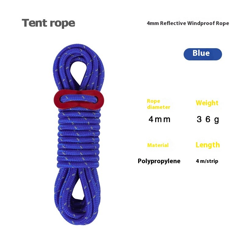 Camping Rope Factory - 4mm Outdoor Guy Lines Tent Cords Lightweight Reflective Camping Rope with Buckle