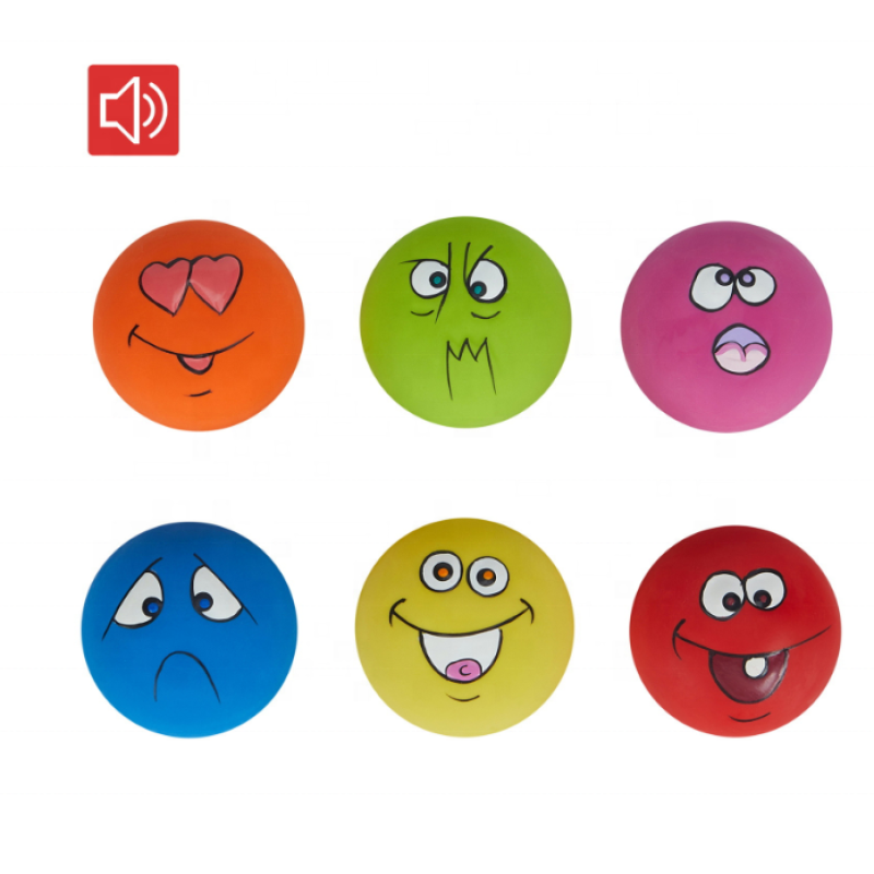 Squeaky Ball Supplier - Latex Pet Dog Play Squeaky Ball with Face Pet Suppliers for Small Pets