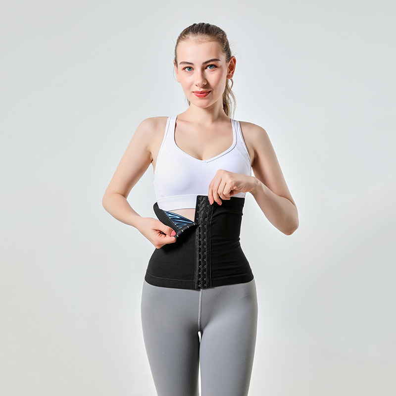 Yoga Belt Supplier - Snap Button Spandex Waist Trainer Running Sports Yoga Abdomen Belt Sweat Shaping