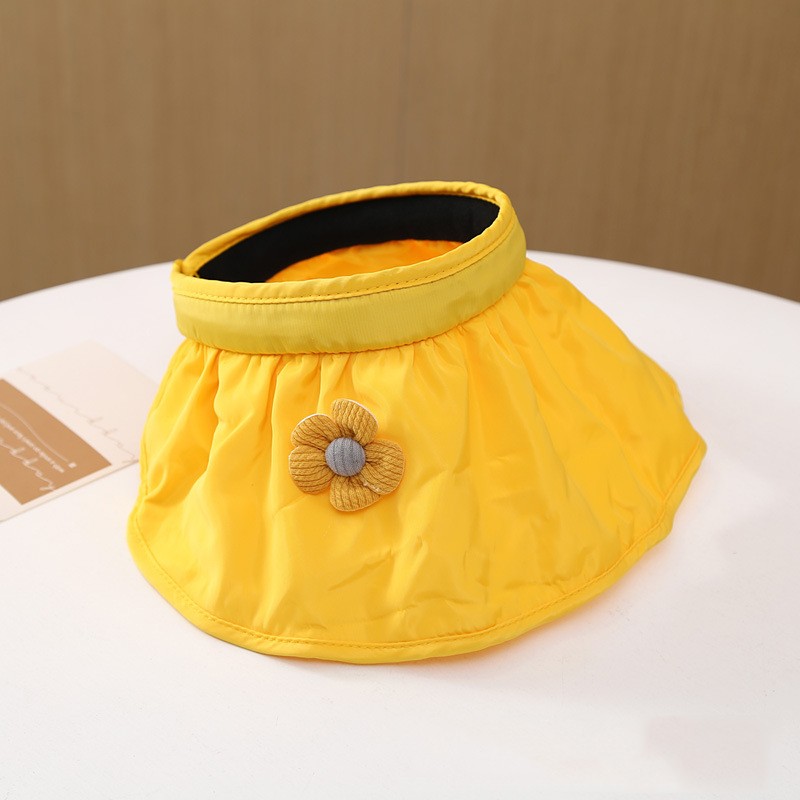 Baby Hat Supplier - Hot Sale Baby Cute Floral Empty Top Visor Hats Large Brim Protection Newborn Cap