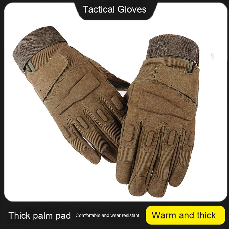 Sports Gloves Factory - Men's Tactical Sports Gloves Wear-Resistant Fleece-Lined Half-Finger Full-Finger