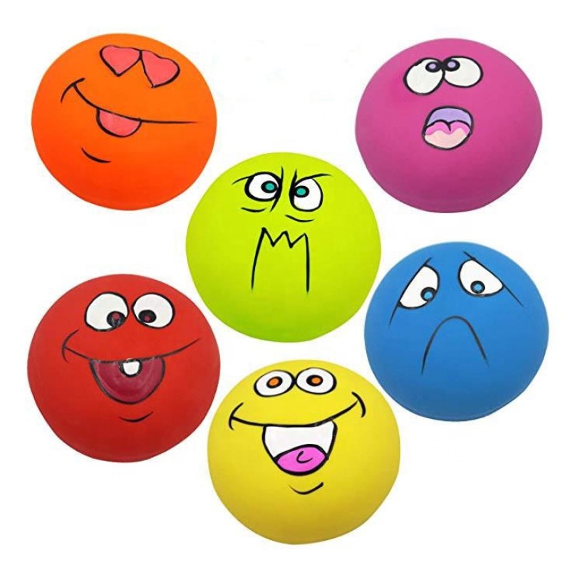 Squeaky Toy Supplier - Latex Dog Chew Toy Squeaky Dog Ball Face Fetch Play Toy for Small Medium Pets