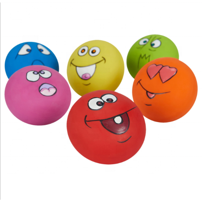 Squeaky Ball Supplier - Latex Pet Dog Play Squeaky Ball with Face Pet Suppliers for Small Pets